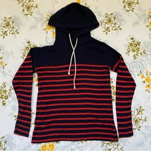 J. Crew Size S Navy & Red Striped Hoodie